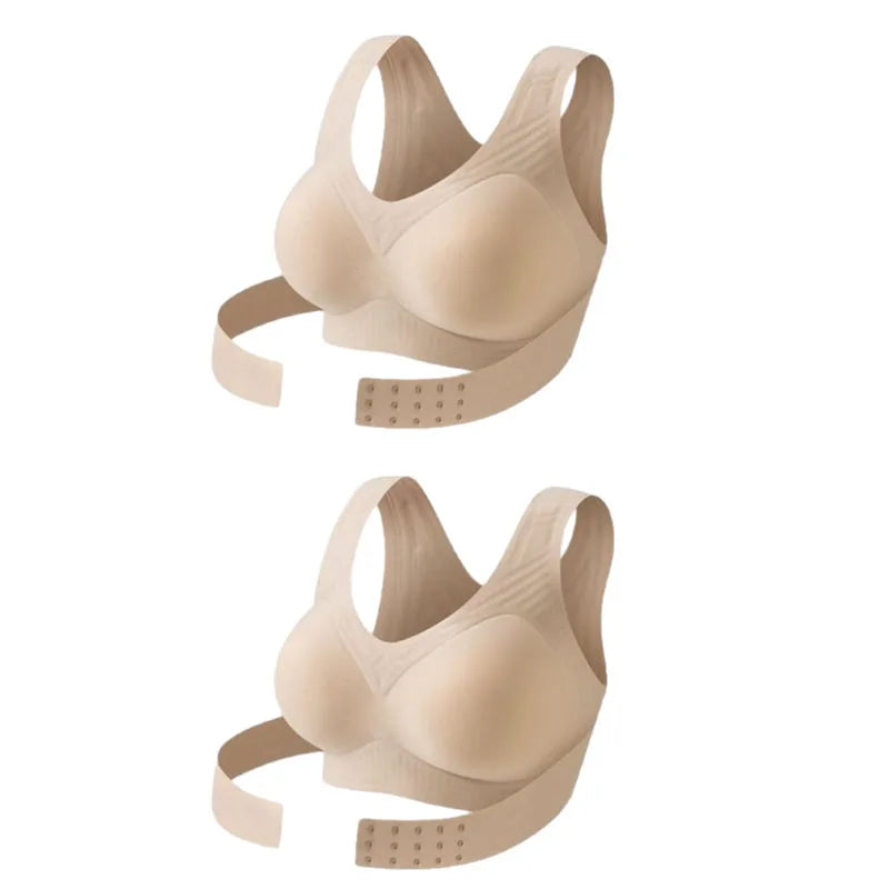 Haltungskorrektur-BH für Damen – Vorderverschluss, Rückenfrei Design, Drahtlos, Push-Up Stützung – Premium Qualität, Sofort-Halt für Rücken & Schultern – Hautfarben/Schwarz/Braun, S-4XL