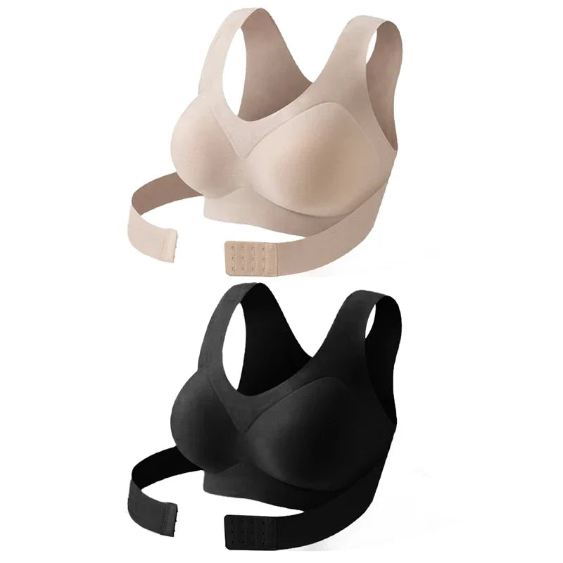 Haltungskorrektur-BH für Damen – Vorderverschluss, Rückenfrei Design, Drahtlos, Push-Up Stützung – Premium Qualität, Sofort-Halt für Rücken & Schultern – Hautfarben/Schwarz/Braun, S-4XL