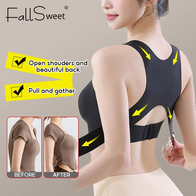 Haltungskorrektur-BH für Damen – Vorderverschluss, Rückenfrei Design, Drahtlos, Push-Up Stützung – Premium Qualität, Sofort-Halt für Rücken & Schultern – Hautfarben/Schwarz/Braun, S-4XL